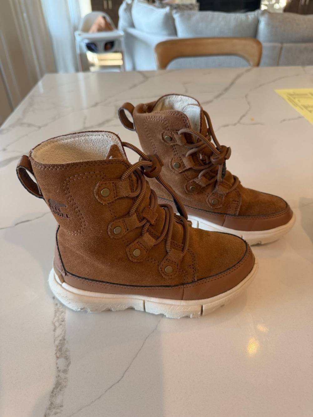 Sorel Kids Tan Suede Lace-Up Boots